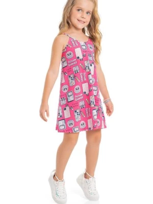 Różowa bawełniana sukienka dziewczęca na ramiączka Bee Loop