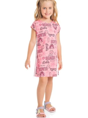 Różowa bawełniana sukienka dziewczęca z krótkim rękawkiem Bee Loop