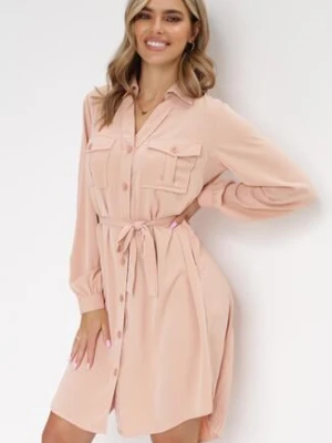 Różowa Bawełniana Sukienka Koszulowa Aravia unigirl