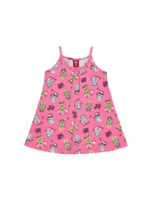 Różowa bawełniana sukienka niemowlęca na ramiączka Bee Loop