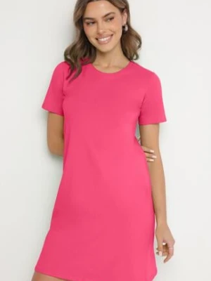 Różowa Bawełniana Sukienka o Kroju Typu T-shirt Nilisea glo-story