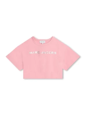 Różowa Bawełniana T-shirt z Logo Marc Jacobs