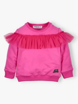 Różowa bluza dla dziewczynki z tiulową falbanką PANDAMELLO