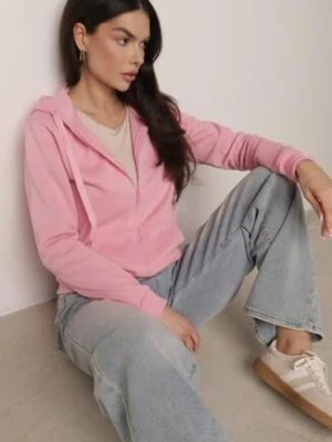 Różowa Bluza z Kapturem Zapinana na Suwak Bran j.style