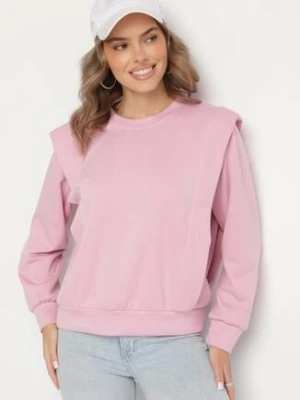 Różowa Bluza z Wiskozą z Podkreśloną Linią Ramion Alithra new collection