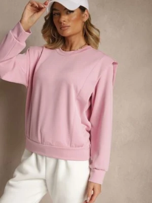Różowa Bluza z Wiskozą z Szerokimi Ramionami Alioris new collection