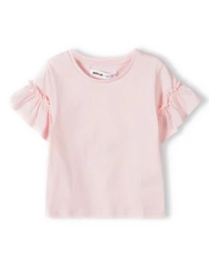 Różowa bluzka bawełniana dla dziewczynki z falbankami Minoti