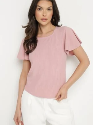 Różowa Bluzka Ozdobiona Szerokimi Rękawami Sunlisa glo-story