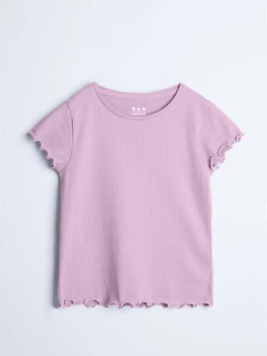 Różowa bluzka w prążki z krótkim rękawem - Limited Edition