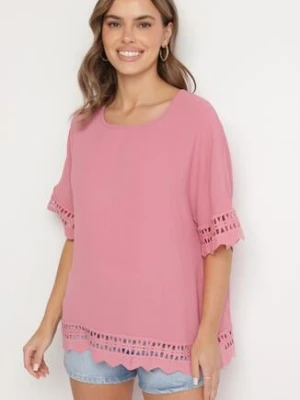 Różowa Bluzka z Ażurowymi Wstawkami Vozenia j&x