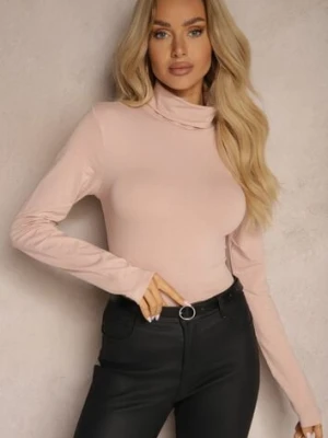 Różowa Bluzka z Bawełny z Golfem Nerisja glo-story