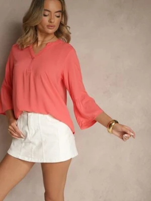 Różowa Bluzka z Wiskozy Ozdobiona Falbankami Ralivia sublevel