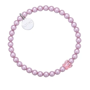 Różowa bransoletka zdobiona kryształowym motylkiem SWAROVSKI® CRYSTAL SOTHO