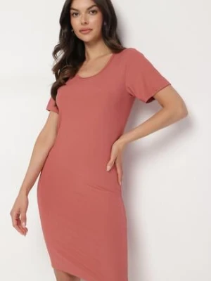 Różowa Casualowa Sukienka z Bawełną Lumelisse j&x