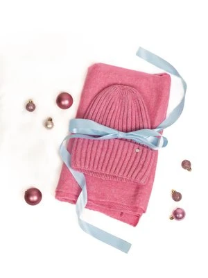 Różowa czapka damska beanie z alpaką Olsen