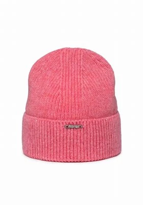 Różowa czapka damska beanie z wełną merino Olsen