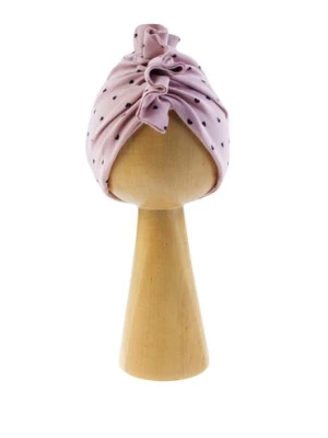 Różowa czapka niemowlęca dziewczęca w serduszka typu turban Nicol