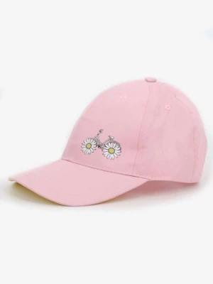 Różowa czapka z daszkiem dziewczęca stokrotkowy rower Yoclub