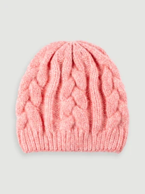 Różowa czapka z warkoczowym splotem Top Secret