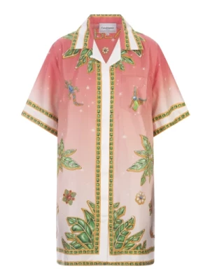 Różowa Jedwabna Sukienka Koszulowa Casablanca