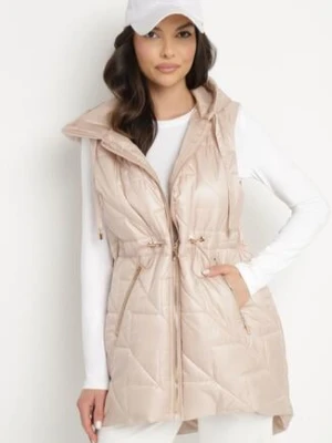 Różowa Kamizelka Pikowana z Nieodpinanym Kapturem Lisandora swest