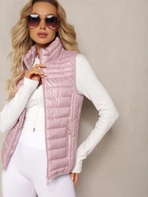 Różowa Kamizelka z Pikowaniem Bez Kaptura Bilettia swest