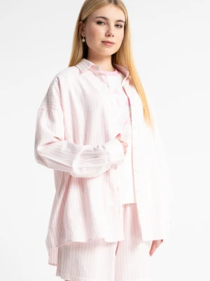 Różowa koszula OVERSIZE w prążki Reporter
