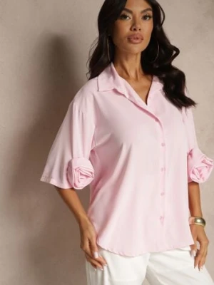 Różowa Koszula Ozdobiona Kwiatami 3DTenisela j studio