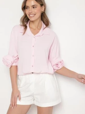 Różowa Koszula z Aplikacjami Kwiatów 3D Tenemara j studio