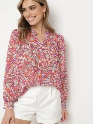 Różowa Koszula z Długim Rękawem z Szerokimi Mankietami Zapinana na Guziki Quarae retro & icone