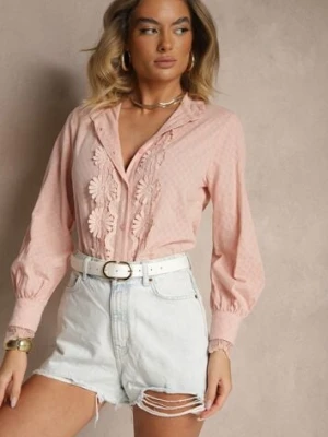 Różowa Koszula z Koronką i Kołnierzem Ranamas elsa.m by may