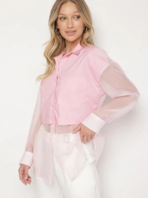 Różowa Koszula z Transparentnymi Rękawami Silomea rosa