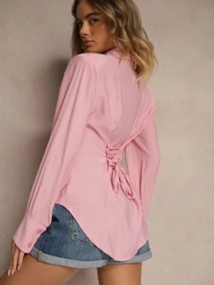 Różowa Koszula z Usztywnioną Linią Ramion i Wiązaniem Meroniela lily rose