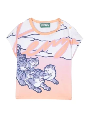 Różowa koszulka dziecięca z nadrukiem zwierząt Kenzo