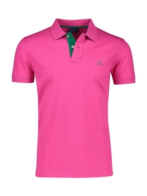 Różowa koszulka polo z krótkim rękawem Gant