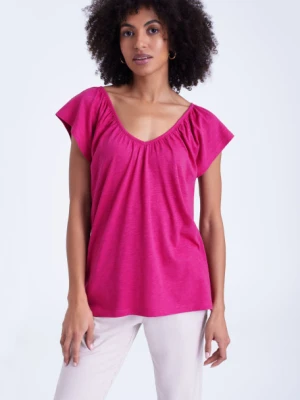 Różowa koszulka z bawełny i modalu Greenpoint
