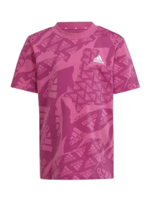 Różowa koszulka z logo dla dziewczyn Adidas