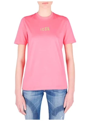 Różowa Koszulka z Logo dla Kobiet Dsquared2