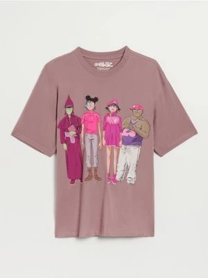 Różowa koszulka z nadrukiem Gorillaz House