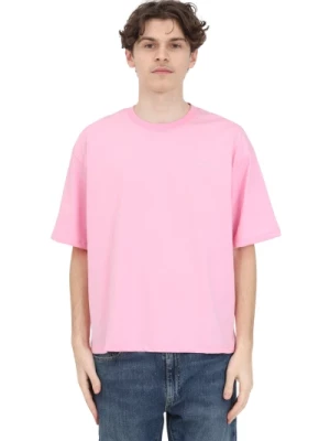 Różowa Koszulka z Naszytym Logo Garment Workshop