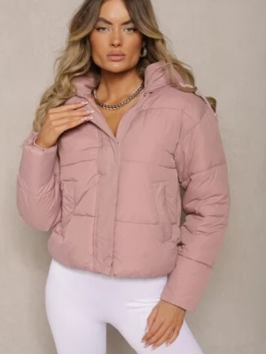 Różowa Kurtka Pikowana Puffer z Kapturem Mivvia jstyle