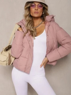 Różowa Kurtka Pikowana Puffer z Kapturem Mivvia jstyle