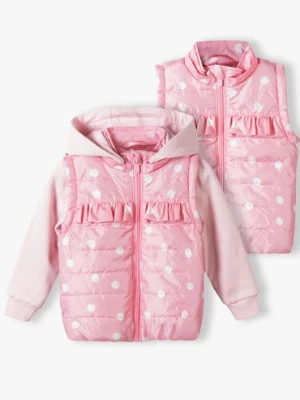 Różowa kurtka przejściowa dla niemowlaka z kapturem 2w1 5.10.15.
