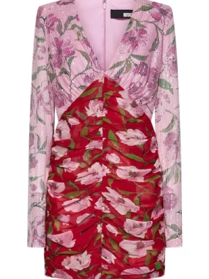 Różowa Kwiatowa Sukienka z Cekinami Rotate Birger Christensen