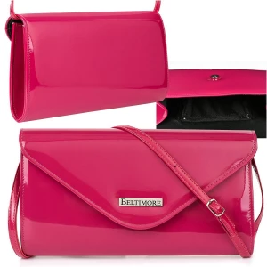 Różowa lakierowana damska torebka wieczorowa kopertówka BELTIMORE różowy Merg