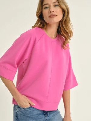 Różowa luźna bluza z rękawem 3/4 Greenpoint