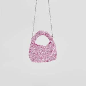 Różowa mała torebka cekinowa House
