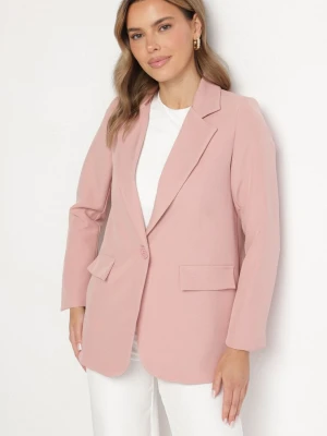 Różowa Marynarka Jednorzędowa ze Wzorem Pasków Viviella New Collection