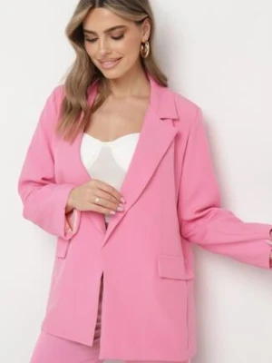 Różowa Marynarka Oversize Niezapinana Basi