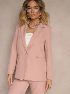 Różowa Marynarka z Imitacją Kieszeni i Usztywnioną Linią Ramion Vivissea new collection
